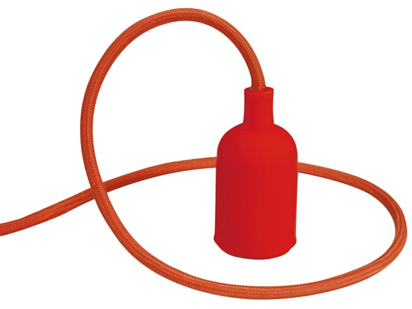 Vellight Design lamphouder met textielkabel - rood - LAMPH01R