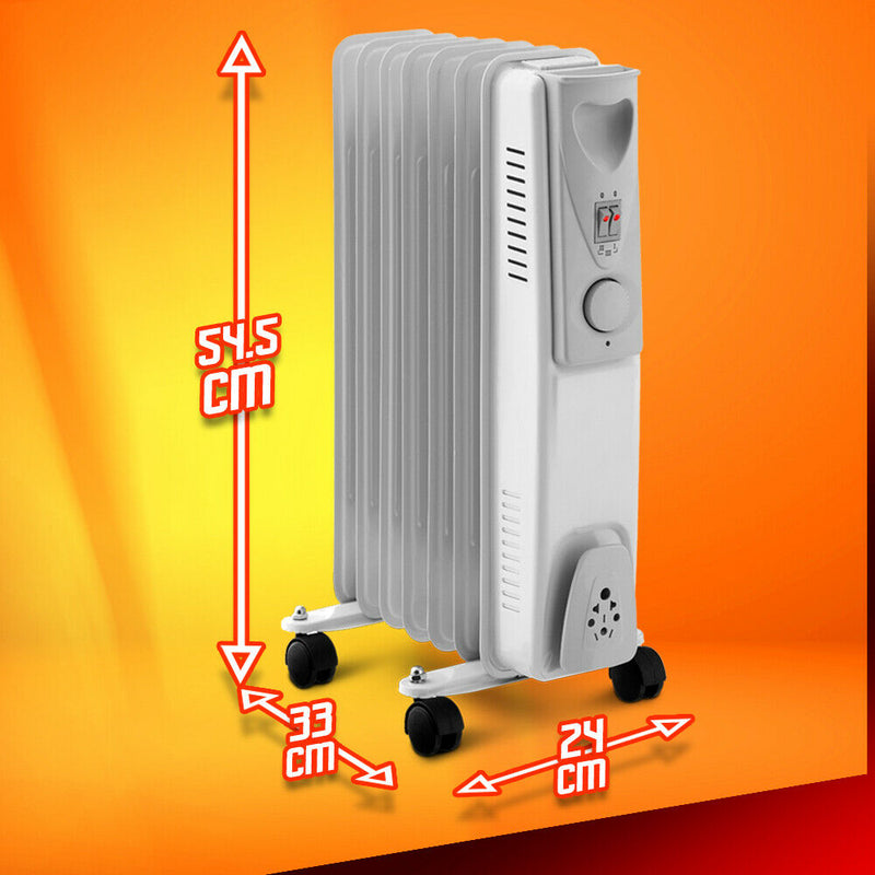 Warm Tech Oliebadradiator 1500W - 7 elementen - WTRBH1507
