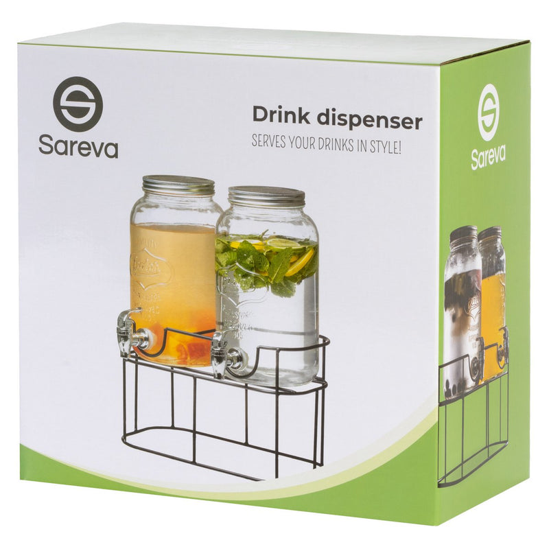 Sareva Drankdispenser - met houder - 2 x 3 Liter - 164387