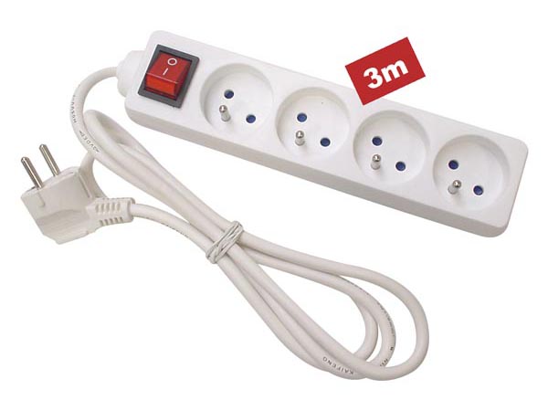 Perel 4-voudige Stekkerdoos met schakelaar - 3 m kabel - Penaarde - EB4S-3