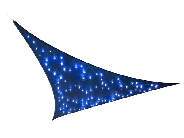 Perel Zonnezeil schaduwzeil met LED-sterrenhemel - Driehoek - 3.6 x 3.6 x 3.6 m - Donkerblauw - GSS36MLEDSKY