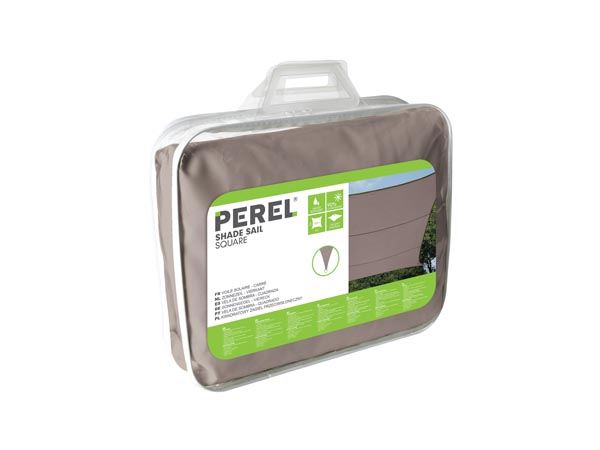 Perel Zonnezeil schaduwzeil - Vierkant - 5 x 5 m - Kleur: Taupe - GSS4500TA
