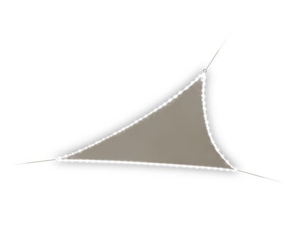 Perel Zonnezeil schaduwzeil met LED-randverlichting - Driehoek - 3.6 x 3.6 x 3.6 m - Taupe - GSST36MLEDSP