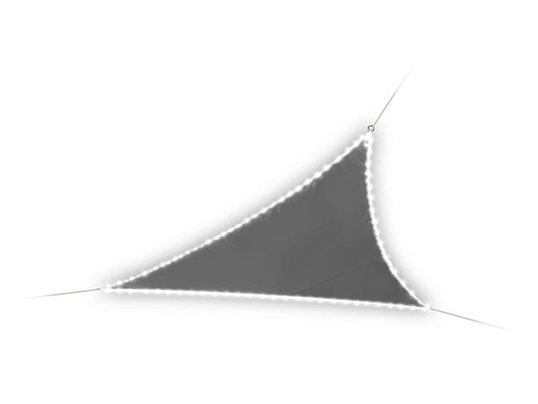 Perel Zonnezeil schaduwzeil met LED-randverlichting - Driehoek - 3.6 x 3.6 x 3.6 m - Antraciet - GSST36MLEDSPA