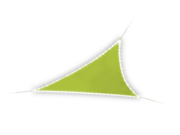 Perel Zonnezeil schaduwzeil met LED-randverlichting - Driehoek - 3.6 x 3.6 x 3.6 m - Lime groen - GSST36MLEDSPGR