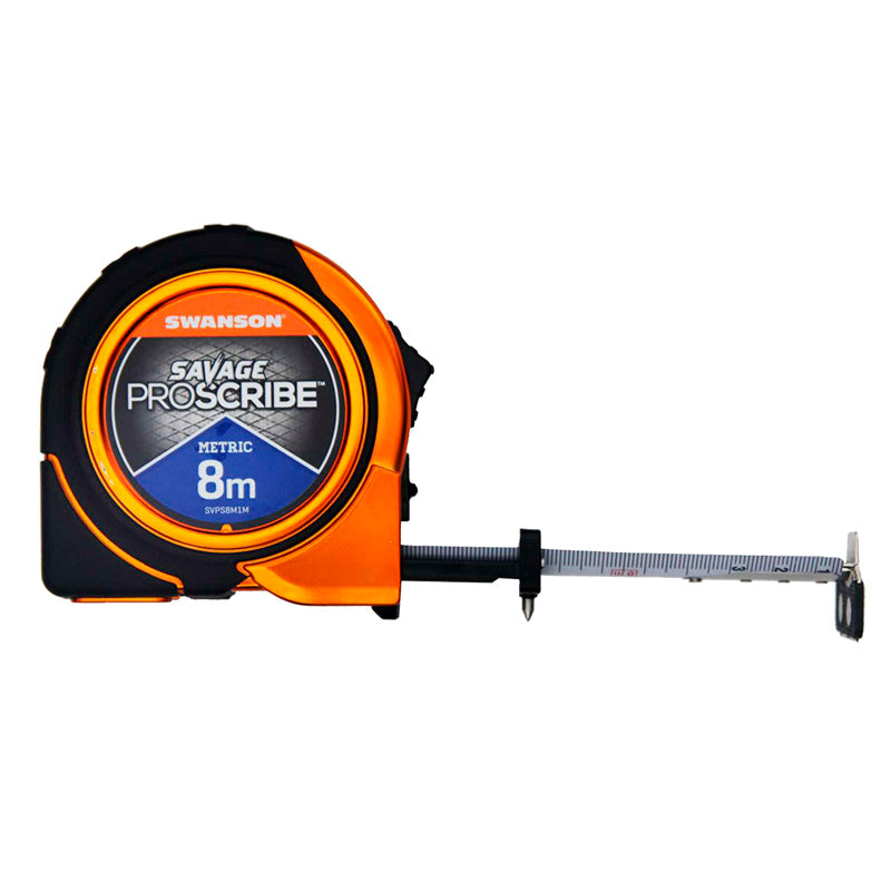 Swanson Savage Gripline metrisch meetlint rolbandmaat magnetisch 8 m - SVPS8