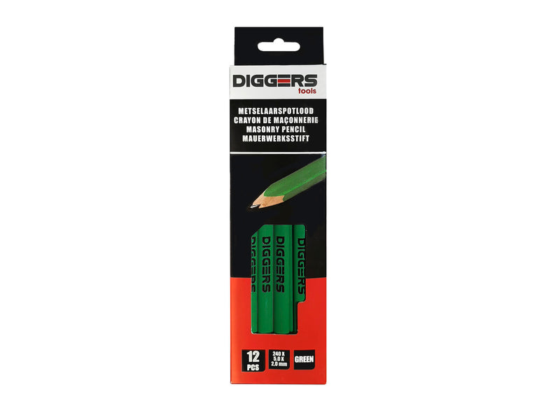 Diggers Metselaarspotlood 24cm groen - 12 stuks - DIG401