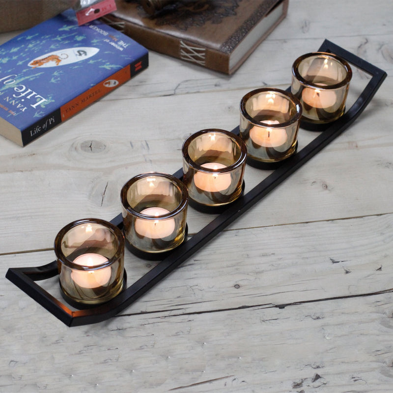 AW Gifts Votive ijzeren kandelaar - kaarsenhouder 5 kaarsen - Ledge - CIVCH-07