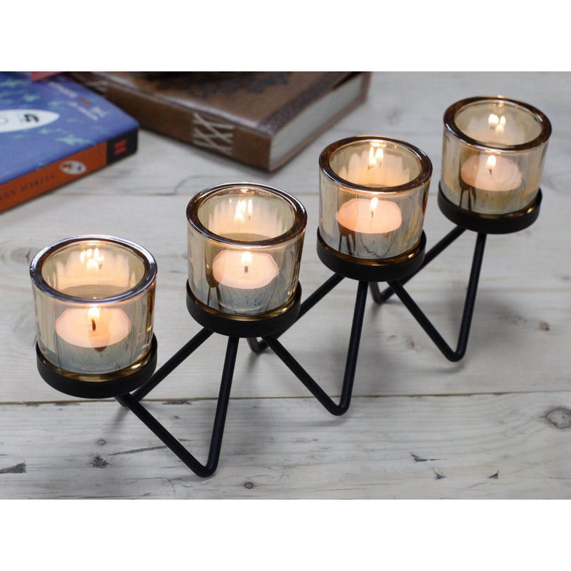 AW Gifts Votive ijzeren kandelaar - kaarsenhouder 4 kaarsen - Zig Zag - CIVCH-06