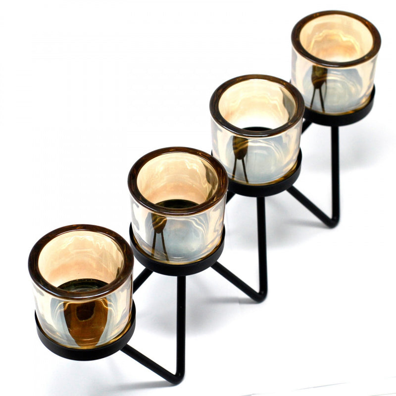 AW Gifts Votive ijzeren kandelaar - kaarsenhouder 4 kaarsen - Zig Zag - CIVCH-06