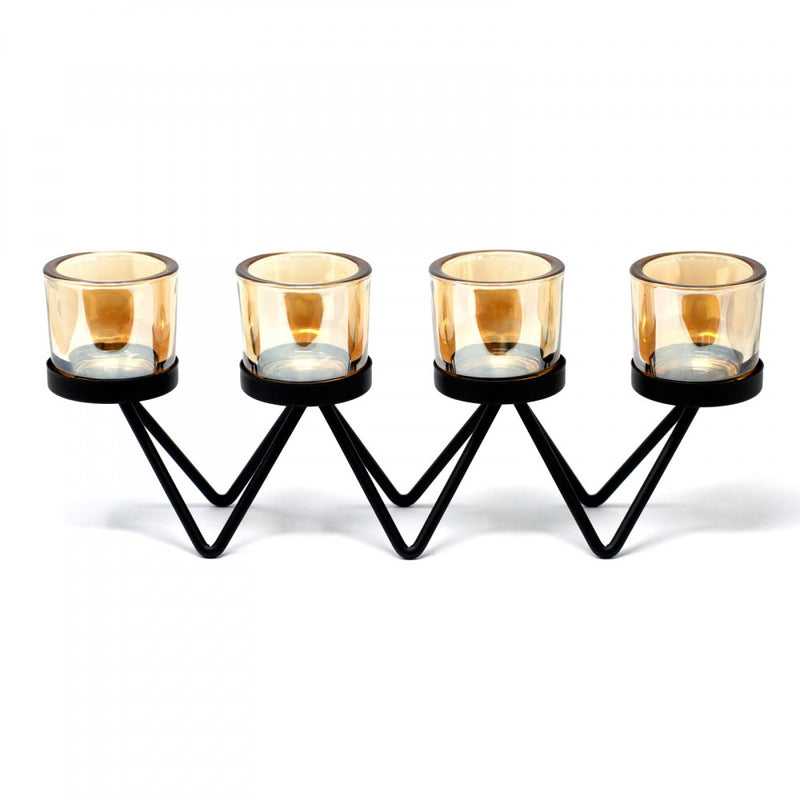 AW Gifts Votive ijzeren kandelaar - kaarsenhouder 4 kaarsen - Zig Zag - CIVCH-06