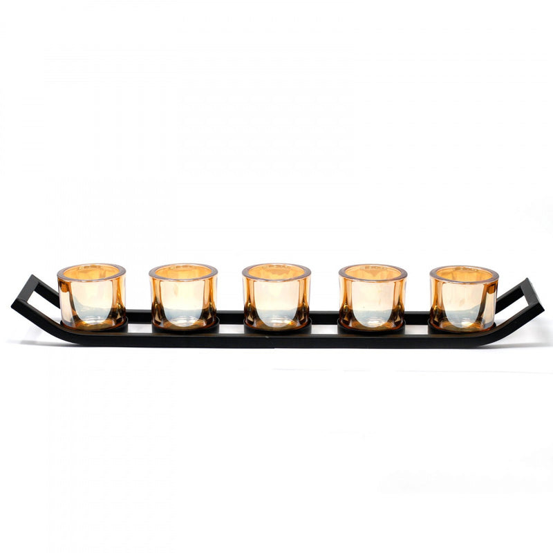 AW Gifts Votive ijzeren kandelaar - kaarsenhouder 5 kaarsen - Ledge - CIVCH-07